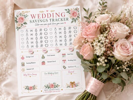 Wedding Savings Tracker Printable, Wedding Fund Planner, Bridal Budget Binder, Digital Download