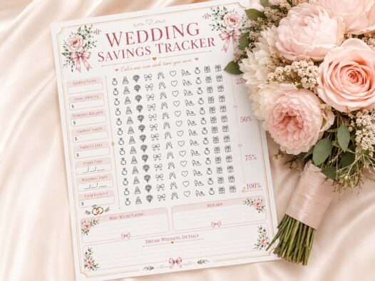 Wedding Savings Tracker Printable, Wedding Fund Tracker, Bridal Budget Planner, Digital Download