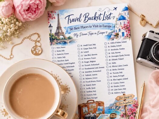 Europe Bucket List Printable - 50 Best Places to Visit in Europe
