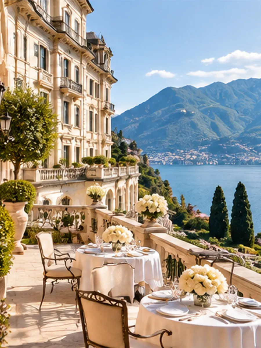 Luxury Hotels – elegant grand hotel overlooking a lake